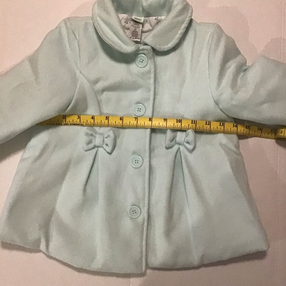 Little Me Toddler Girls Pea Coat Mint Green Bows Detail - Picture 3 of 9